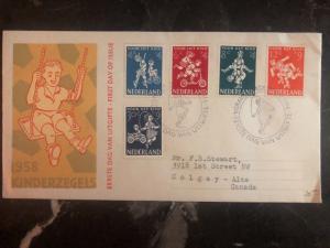 1958 The Hage Holland First Day Cover FDC To Canada Children’s Stamps