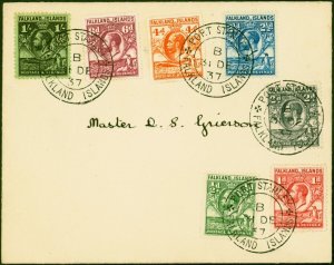 Falkland Is Cover 1937 Set of 7 to 1s SG116-122a 'Port Stanley B 31 DEC 37' C...