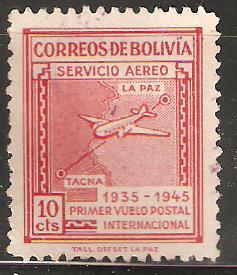 Bolivia Unused stamp. 10 cents. Red. Airplane 