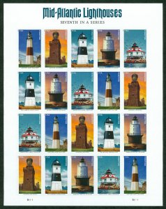 Scott 5621-5625 Lighthouses Pane of 20 5625a Imperforate Sheet w/ No Die Cut