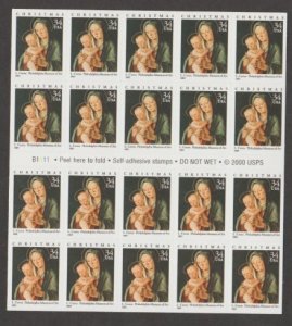 U.S. Scott #3536a Christmas Madonna & Jesus Stamps - Mint NH Booklet Pane