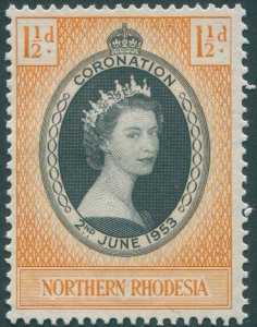 Northern Rhodesia 1953 1½d black & yellow-orange Coronation SG60 unused