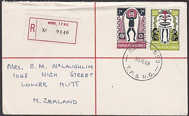 PAPUA NEW GUINEA 1969 Registered cover ex MENDI - Relief No.9 cds...........U881