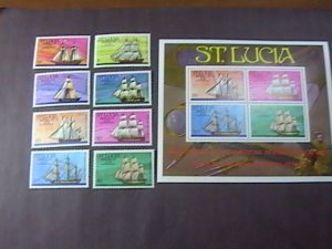 ST. LUCIA # 379-386a-MINT/NEVER HINGED--COMPLETE SET + SOUVENIR SHEET---1976