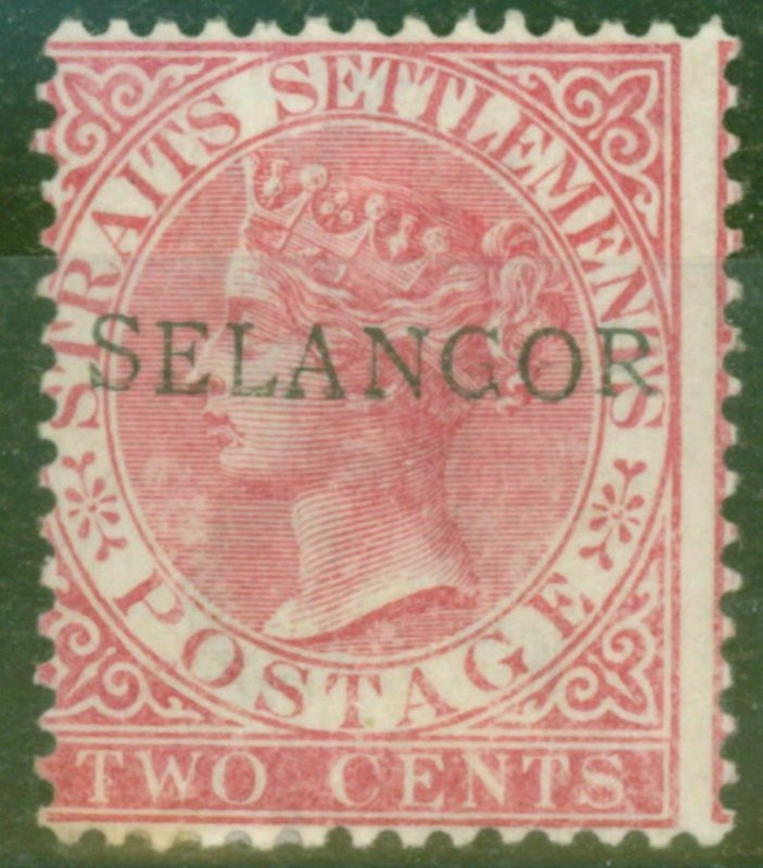 Selangor 1890 2c Brt Rose SG42var Tall S Fine & Fresh Lightly Mtd Mint