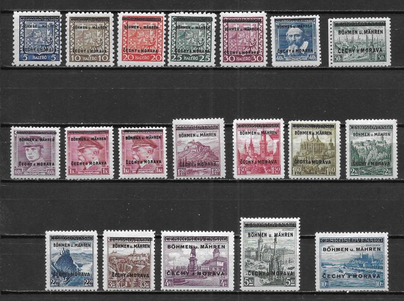 Czechoslovakia Bohemia and Moravia 1-19 German Proectorate set MLH (LL2018)