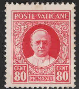 Vatican City Scott 8 MNH** 1929 Pope Piux XI  stamp