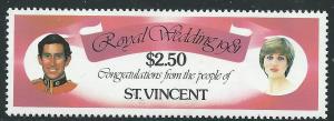 ST.Vincent #630 $2.50 Royal Wedding  (MNH) CV$0.75