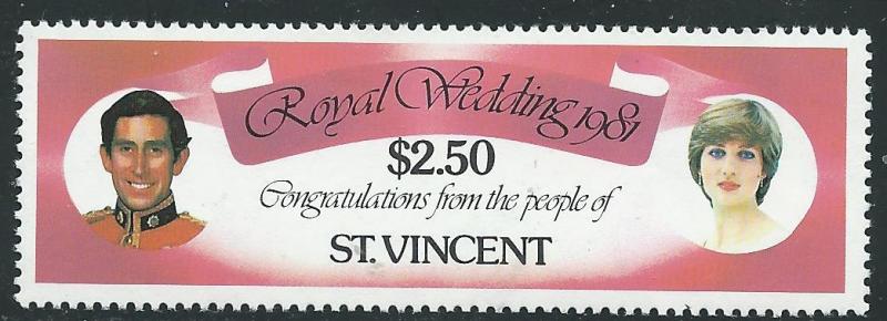 ST.Vincent #630 $2.50 Royal Wedding  (MNH) CV$0.75