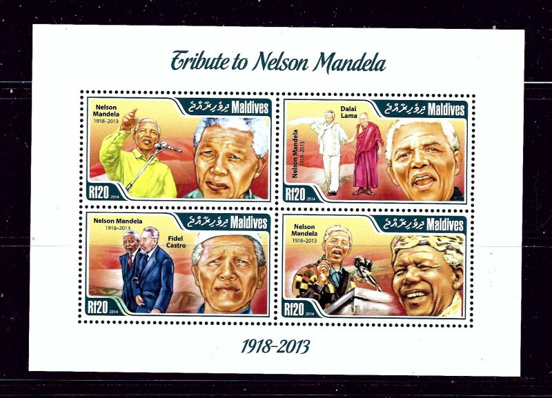 Maldive Is 3104 MNH 2014 Tribute to Nelson Mandela sheet of 4