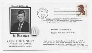 US 1287 13c Kennedy Prominent American on Event Cover Kenmore Cachet ECV $12.50