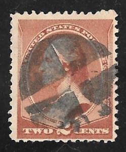 210 2 cent SUPERB FANCY CANCEL SUN CROSS Washington Red Brown Stamp used AVG