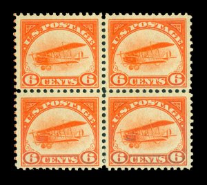 US 1918 AIRMAIL - Curtiss Jenny  6c yellow  Scott # C1 mint MNH VF  Block of 4