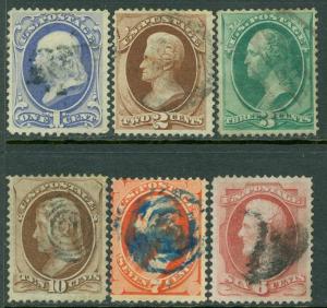 EDW1949SELL : USA 1870-71 Scott #145-50 Very Fine, Used. Very Fresh. Cat $207++