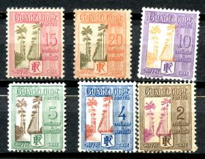 GUADELOUPE, yr.1928: ROYAL PALMS  , #J25-30  ,MH