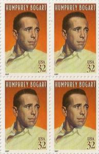 US 3152 Legends of Hollywood Humphrey Bogart 32c block 4 MNH 1997