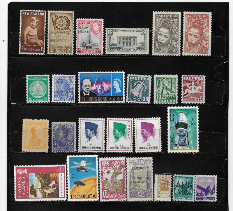 World Wide Collection of 25 Different Old Mint Hinged Stamps