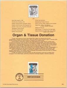 USPS SOUVENIR PAGE ORGAN & TISSUE DONATION 32c 1998