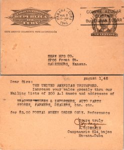 1946 Cuba Government Card to United States + Slogan Cancel  ( Postal History ...