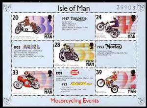 Isle of Man 1993 Manx Motor Cycling Events perf m/sheet u...