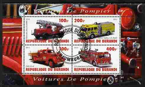 BURUNDI SHEET USED FIRE ENGINES FIREFIGHTERS 