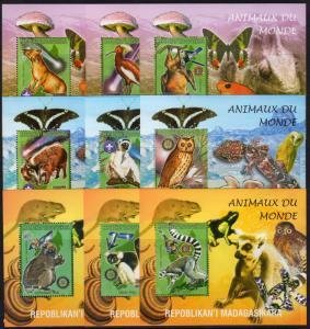 Malagasy 1999 ANIMALS OF AFRICA SPACE (9) s/s Perforated Mint (NH)