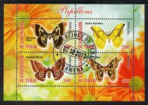 TCHAD CHAD SHEET USED BUTTERFLIES INSECTS