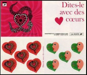 France 2753a Booklet of 10 (5-2750, 5-2751) MNH - Hearts, Snakes, Face *