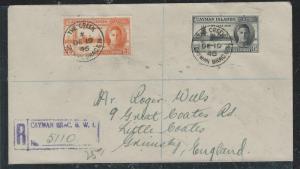 CAYMAN ISANDS (P1706B) 1946 PEACE SET REG COVER THE CREEK TO ENGLAND