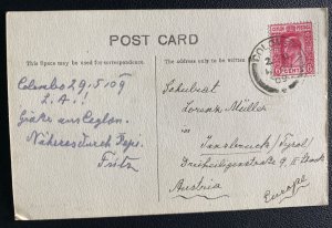 1909 Colombo Ceylon RPPC Postcard Cover To Innsbruck Austria Wellewatte Canal