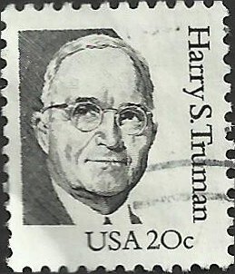 # 1862a USED PERF.11.2 LARGE BLOCK TAGGING DULL GUM HARRY S. TRUMAN