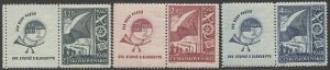 CZECHOSLOVAKIA 1947 Sc 322-24  Mint NH VF + Coupons - Flag & Symbols