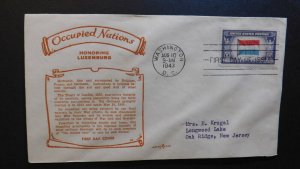 1943 Occupied Nations First Day Cover FDC Luxemburg Washington DC Oak Ridge NJ