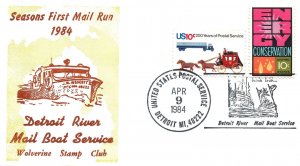 US EVENT CACHET COVER SEASON FIRST MAIL RUN BY DETROIT MAIL BOAT SERVICE 1984 T2