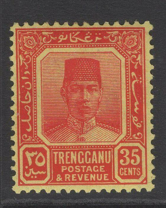 MALAYA TRENGGANU SG40 1926 35c CARMINE/YELLOW MTD MINT