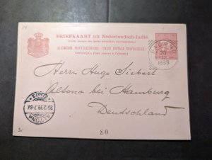 1899 Dutch Indies Postcard Cover Paoang to Altona Germany