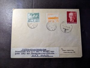 1943 Germany Feldpost British Channel Islands Cover Jersey CI to Hamburg Germany