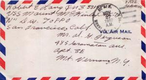 United States Korean War Soldier's Free Mail 1952 U.S.S. Mount McKinley AGC 7...