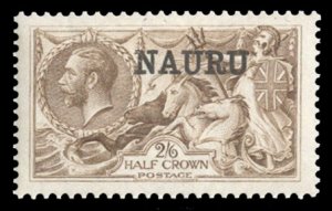 Nauru #13 Cat$80 (for hinged), 1916 2sh6p light brown, never hinged