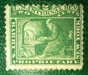 US 1874 RS29 Barry's Medicine Proprietary 2c Stamp Rare Mint