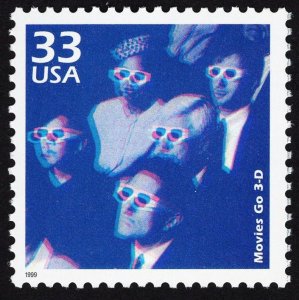 US 3187o MNH VF 33 Cent  Movies Go 3-D Celebrate the Century 1950s