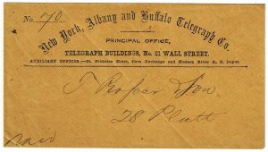 1850's New York, Albany and Buffalo Telegraph Co. envelope