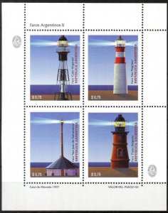 Argentina 1997 Architecture Lighthouses Sheet MNH