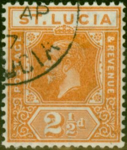 St Lucia 1925 2 1/2d Orange SG97 V.F.U