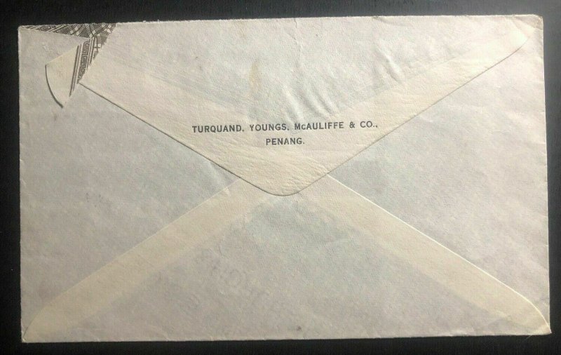 1948 Penang Malaya Airmail Commercial Cover To Rubber Co New York USA B 