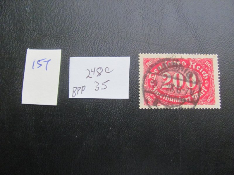 Germany 1922 USED SIGNED BPP MI. 248c SC 200 VF 35 EUROS  (157)