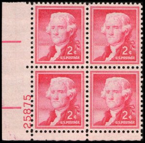 US #1033 JEFFERSON MNH LL PLATE BLOCK #25875