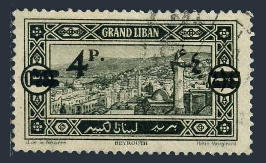Lebanon 71,used.Michel 97. View of Beirut,surcharged,1927.