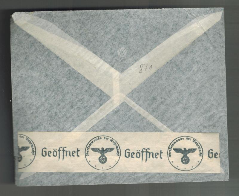 1940 Athens Greece Airmail Commercial Censored Cover to Nuremburg Germany