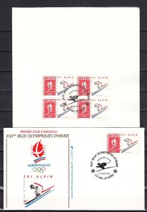 France, Scott cat. B637. Alpine Skiing value only. First day cover & Folder. ^